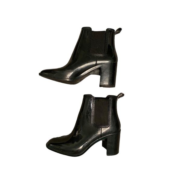 EUC Jeffrey Campbell Pull On Mid Heel Rubber Rain Boots Size 9 - Picture 9 of 11